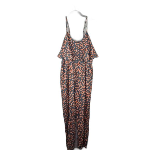 Anthropologie Lilka Curieuse Flounce Spaghetti Strap Jumpsuit Floral Small - Picture 2 of 9